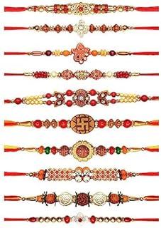 Set of 10 luxury rakhi for brother and bhabhi bracelet rakhi.. DIAYTAR Nigeria delivers happiness in 5–8 days, no matter what you buy.