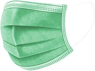 50 multicolored disposable masks for adults, 3 layers for facial protection against droplets, particles and dust, well ventilated for unisex (green).. DIAYTAR NIGERIA: Your affordable gateway to thousands of products delivered within a week.