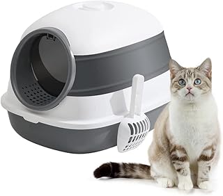 Cat litter tray fully closed Newstyle, foldable cat litter tray with cat litter shovel, portable litter tray for chat closed by spray (entirely closed and foldable).. No stress, no delays — DIAYTAR Nigeria is your trusted shopping partner.
