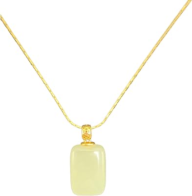 Jade gold necklace for woman pendant in natural jade green pale chain in silver sterling gold 18 carat gold done by hand, gold plated, jade.. DIAYTAR NIGERIA transforms online shopping with competitive prices and dependable nationwide delivery.