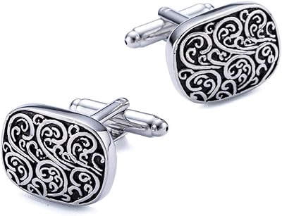French cuff blouse with cufflinks, rectangular stainless and black stainless steel shirt for men, business, wedding, stainless steel, 1.. DIAYTAR NIGERIA: Making quality products accessible to all Nigerians at affordable prices.