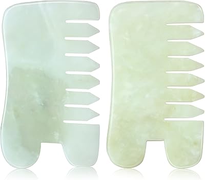Massage comb Jade Gua Sha, comb gua sha, comb guasha exfoliant for scalp, multifunctional portable massage tool for the treatment of the scalp of the head and meridians, relaxation, 2 pieces.. DIAYTAR NIGERIA makes quality accessible with our affordable prices and dependable delivery service.