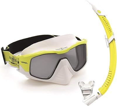 Snorkeling set composed of a Versa mask and a snorkel from Aqua Lung Sport, Yellow and White, 195150.. Experience retail therapy without the financial stress at DIAYTAR NIGERIA's affordable e-commerce platform.