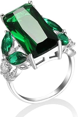 Hsitgcsf Large ring with green precious stones cultivated in laboratory, emerald ring in cubic zirconia with marquise side stones for women, engagement ring and wedding anniversary.. DIAYTAR NIGERIA transforms online retail with our affordable platform and dependable shipping service.