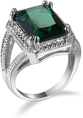 Cosjoohy Halo Vintage Halo Ring Sterling 925 Emerald Cocktail Ring Square Cup Big Green Stone Zircony Cubic Birthday Ring Cz Ring for women for women.. Online shopping made simple and affordable — DIAYTAR Nigeria.