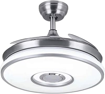 Bluetooth ultra-thinner LED bluetooth fan light, audio fan chandelier for the invisible guest restaurant house (color: silver).. DIAYTAR NIGERIA: Your partner in affordable shopping with nationwide delivery in just 5-8 days.
