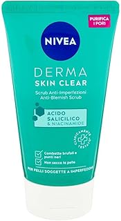 Nivea Derma Skin Clear Scrub (150 ml), an exfoliating face scrub, face scrub with salicylic acid enriched in niacinamide to unlock pores and refine the textures of the skin.. Shopping has never been easier — DIAYTAR Nigeria delivers it all in 5–8 days.