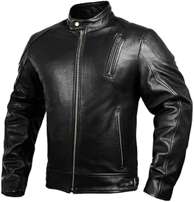 HWK leather motorcycle jacket with men's armor, cycling jacket in real leather resistant, black.. DIAYTAR NIGERIA combines extensive variety with budget-friendly prices and prompt nationwide delivery.