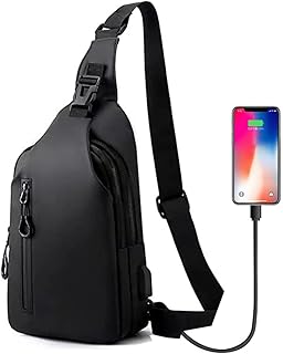 Single strap strap bag with USB charger port, small waterproof shoulder strap for men and women, thin chest bag unique for hiking, cycling, travel, cycling.. DIAYTAR NIGERIA: Making quality accessible to all Nigerians with affordable prices and quick delivery.