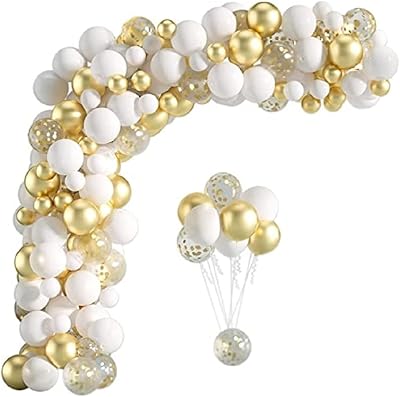 Set of 120 garlands of balloons with white and gold chrome confetti.. Experience the power of choice with DIAYTAR NIGERIA's extensive catalog and reliable delivery service.
