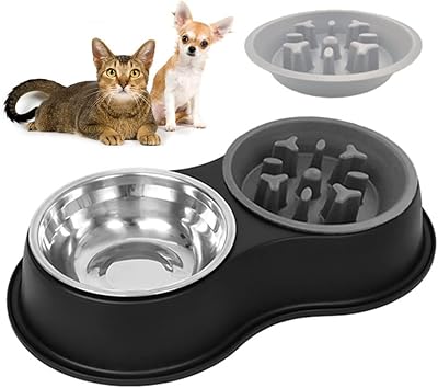 Slow Food 4 in 1 bowl for dogs, bowl of food and dog water with support with non -slip silicone carpet for small and medium -sized dogs.. Everything you need is on DIAYTAR Nigeria — just a click away.