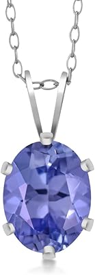 Sterling 925 silver necklace with Tanzanite stone for women (1.30 carat in total, oval of 8 x 6 mm, with 18 -inch silver chain), gem metal, tanzanite.. DIAYTAR NIGERIA revolutionizes access to quality products with affordable prices and dependable shipping.