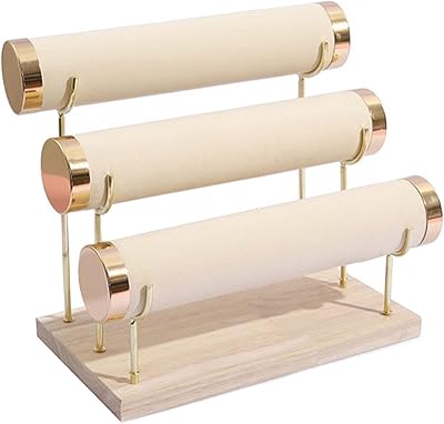 Acremate detachable tingelet, 3 level jewelry display, organizer of elegant velvet bracelet, beige velvet, beige.. Why wait? Get your order in 5–8 days with DIAYTAR Nigeria.