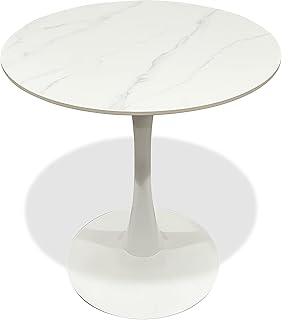 Decoration of modern house round round table in maple wooden wooden table marble finish dining table with black metal frame for kitchen corridor at home 70 cm (white).. Great products, lower prices, fast delivery — DIAYTAR Nigeria has it all.