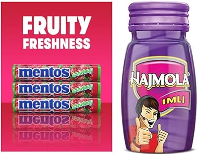 Hajmola & Fruity Mentos Buy 3 and get 1 free, the best economical offer for delicious digestive tablets.. Shop confidently with DIAYTAR NIGERIA, offering affordable prices and reliable delivery within a week.