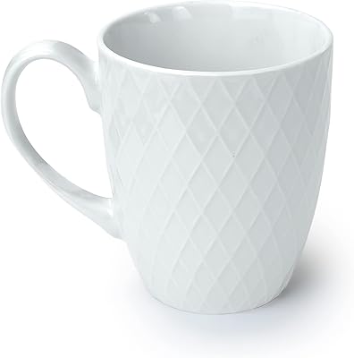 Porcelain ceramic cup for coffee and Shallo tea 390 ml engraved with a diamond printed pattern - 8.8 x 10.5 cm, white.. Your trusted e-commerce destination, DIAYTAR NIGERIA offers extensive variety with reliable shipping.