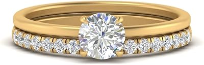 Solitaire diamond-style engagement ring of 1 carat of IGI certified round size, created in the laboratory, with matching strip of 1/5 ct and 1/3 ct, in massive gold 14 carats, Si1-Si2 and F-H color (Premium collection).. Unlock access to a wide range of products with DIAYTAR NIGERIA's affordable e-commerce platform.