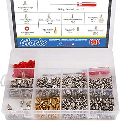 GLARKS 660 PIECES MEET Kit of Phillips head screws for hard pc spacing screw computer case graphic power cards (Extra: Phillips screwdrivers).. Experience retail therapy without the financial stress at DIAYTAR NIGERIA's affordable e-commerce platform.