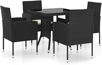 Vedaxel garden dining room set, composed of 5 rooms, outdoor patio furniture, dining table, balcony chair, dining room and chair, in polyrotin, black color.. Your go-to destination for affordable online shopping, DIAYTAR NIGERIA delivers in under 8 days.