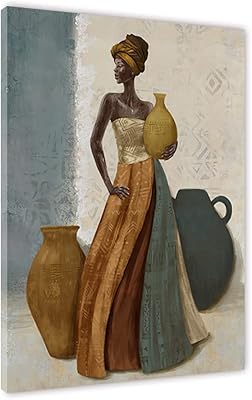 Ajkri wall art with an African-American design, printed on it, abstract oil with printed oil on canvas for interior decoration, bedroom and living room, ready to hang, size 12 x 16 inches.. DIAYTAR NIGERIA combines extensive product options with budget-friendly prices, delivered in 5-8 days.
