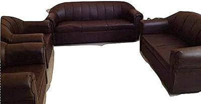 Soft of 7 -seater sofa in imitation leather MB Furniture (brown).. DIAYTAR NIGERIA: Your one-stop e-commerce destination with affordable prices and nationwide delivery in 5-8 days.