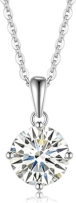 Moissanite necklace for women and men, pendant necklace in Sterling 925 silver made in laboratory with four claws, Sterling silver necklace 925, back with safe friction.. DIAYTAR NIGERIA: Where shopping meets satisfaction with affordable prices and reliable 5-8 day shipping.