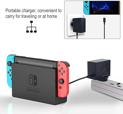 Charger for Nintendo Switch, AC adapter compatible with Nintendo Switch - Quick travel wall charger with 1.5 m USB Type C cable, 15 V/2.6 A for Nintendo Switch, TV mode support and loading station.. Your digital shopping destination, DIAYTAR NIGERIA combines variety with affordability and quick delivery.