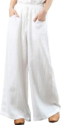 Ample cotton and linen pants for spring and summer, size L, wide legs... Why wait? Get your order in 5–8 days with DIAYTAR Nigeria.