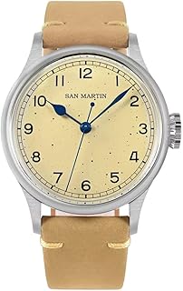 San Martin pilot watch for men NH35, simple military wristwatch, 100 m automatic diving watch, 38.5 mm freckle dial, leather bracelet, light yellow.. Spend less, get more — that’s the DIAYTAR Nigeria promise.