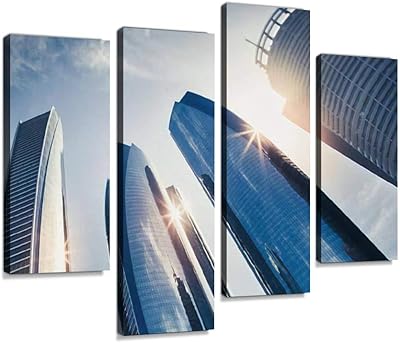 Scratch of the Etihad tower in Abu Dhabi - Printing on canvas - framed wall decoration - abstract digital printing for the house, the living room, the office, ready to hang, 4 panels.. Shop for less and receive more with DIAYTAR NIGERIA's expansive e-commerce platform and nationwide delivery.