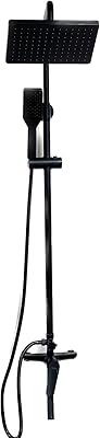 Double head shower mixer Bellatm in black brass, large set of square bar for hot and cold water, designer shower mixer Cascade with solid modern lifting set.. Your digital shopping companion, DIAYTAR NIGERIA offers unmatched value with nationwide shipping.