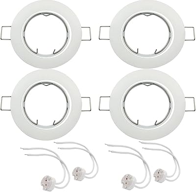 4 pieces embedded ceiling lights, Round lights GU10 + mr16 rotary at 30 degrees with lamp holder 220-240v interior use (white).. DIAYTAR NIGERIA: Your partner in affordable online retail with reliable shipping across Nigeria.