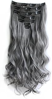 SWACC 20 "Fully curly synthetic hair extensions for women - 7 pieces - heat resistant with clips - gray.. Experience the DIAYTAR difference with our vast product selection and delivery within 5-8 days.