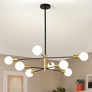 Quisiw Chandelier Suspended from Modern Spoutnik Ceiling, 8 Industrial lights adjustable black and gold for living room dining room kitchen (27 bulbs not included).. DIAYTAR NIGERIA delivers more than products - we deliver affordable shopping satisfaction nationwide.