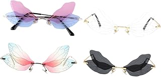 Stobok 4 pairs of sunglasses with dragonfly without frame, fashion glasses, colorful glasses, pc sunglasses, supply of sunglasses, colored glasses, cool sunglasses, irregular sun visor,.. Discover the convenience of DIAYTAR NIGERIA's vast e-commerce platform with delivery in just 5-8 days.