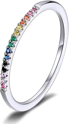 Qings Fashion-Arc-en-ciel Ring in Sterling 925 silver, circular ring paved with CZ sparks, birthday gift for women.. DIAYTAR NIGERIA: Empowering Nigerians with access to affordable products and reliable 5-8 day delivery.