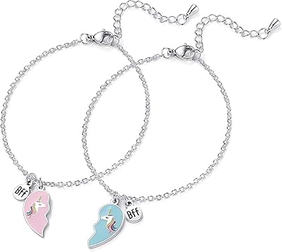 A necklace in the shape of a unicorn in half a heart for friends, a birthday gift for close friends and a heart-shaped bracelet for friends or sister.. Shop across categories with ease at DIAYTAR NIGERIA, delivering affordability within the week.