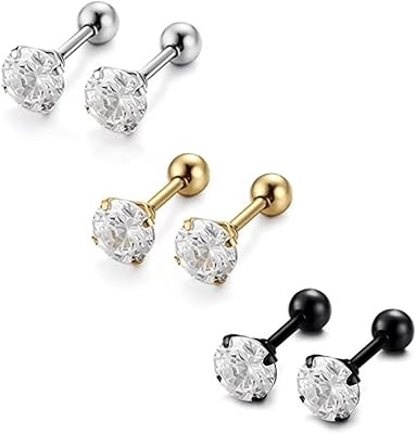 Titanium earrings, hypoallergenic earrings for women, girls and men 5 mm, mm, titanium steel, cubic zirconia.. DIAYTAR NIGERIA promises affordability and variety with every purchase, delivered in 5-8 days.