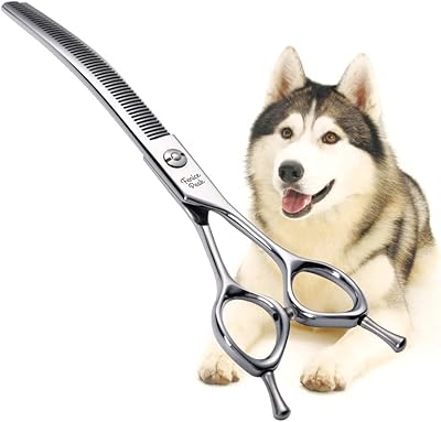 Curved hair mower finished peak for dogs and cats, face and body grooming scissors 440c 7.5 inches.. DIAYTAR NIGERIA connects your desires with reality through our affordable e-commerce platform and quick delivery.