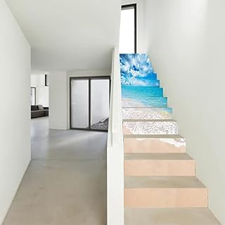 3D sticker offering stickers for 3D stairs, sea wave, sky, cloud, beach, removable interior decoration, 13 pieces 39.3 × 7 LT13-013.. Shop with confidence on DIAYTAR Nigeria — quality products and timely delivery.