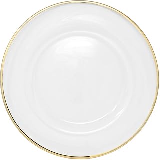 Miss Lovely Plac plates in 13 -inch transparent glass with 0.5 cm metal edge - Lot of 4 - Gold.. DIAYTAR NIGERIA brings the marketplace to your home with budget-friendly prices and nationwide delivery.