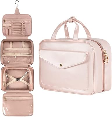 Large hanging bag to hang for cosmetics, waterproof portable bag with hook, transparent travel cosmetics bag for full -size bottles, beauty kits and pink, pink.. Shop with confidence on DIAYTAR Nigeria — quality products and timely delivery.