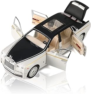 Rolls Royce Phantom's Rolls Phantom -style metal toy car for children aged 3 4 5 6 7 years old with sound and light, classic car door design, children's gift boys and girls (white and black).. Your complete shopping solution, DIAYTAR NIGERIA delivers variety and value within the week.