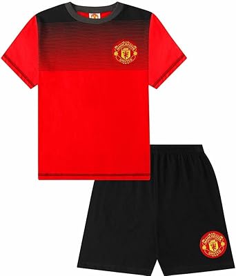 Cotton short pajamas with Manchester United Football Club Rouge et Noir pattern.. Skip the traffic, shop online — DIAYTAR Nigeria brings it to you.