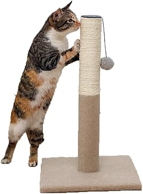 Interior scratch Newstyle for cat with suspended ball, durable scratch with sisal rope, scratch for kittens and kittens (khaki + beige).. DIAYTAR NIGERIA: Where every Nigerian finds affordable products delivered within the week.