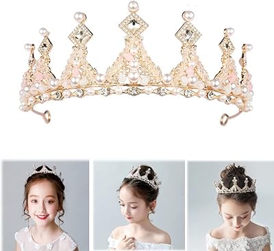 Crystal princess tiara for girls and women, queen tiara with golden rhinestones, wedding party accessories, elegant wedding tiara.. Why pay more? DIAYTAR Nigeria gives you the best for less.