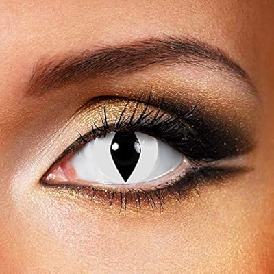 Flexible, disposable colorful contact lenses Crazy Halloween & Cosplay with case - White cat eye.. DIAYTAR NIGERIA delivers value, variety, and convenience with our nationwide 5-8 day shipping.