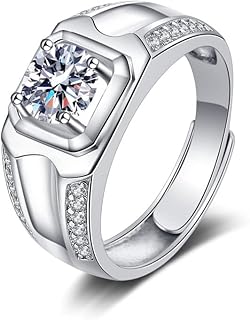 Sterling 925 silver men's ring, 5A cubic zirconia of a carat, wedding, engagement, Fathers' feast, Valentine's Day - Adjustable size - with gift box.. DIAYTAR NIGERIA: Transforming how Nigerians shop with our vast selection and nationwide delivery.