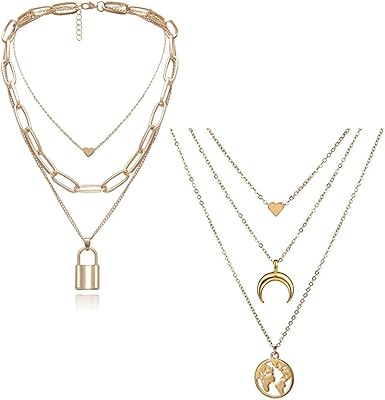 Modern jewelry set Yubella of two necklaces for women and girls, gold color, (ybnk_5919), medium, metal, without precious stones.. Discover why DIAYTAR NIGERIA is the smart shopper's choice for affordable products delivered nationwide.
