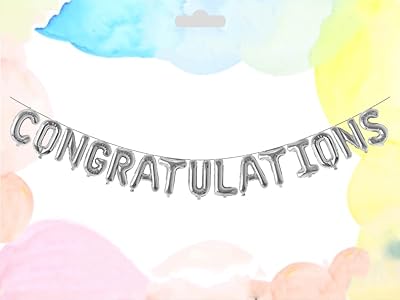 Party Time - 1 set of congratulations in mylar in silver leaf for decorations of graduation party, congratulations ballo for party delivery supplies (16 inches).. Shop from anywhere in Nigeria and receive your DIAYTAR purchases at affordable prices within a week.